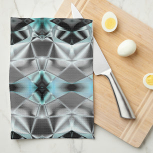 Silky silver to clear blue rapport of virtual line tea towel
