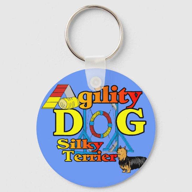 Silky_Terrier_Agility Gifts Key Ring (Front)