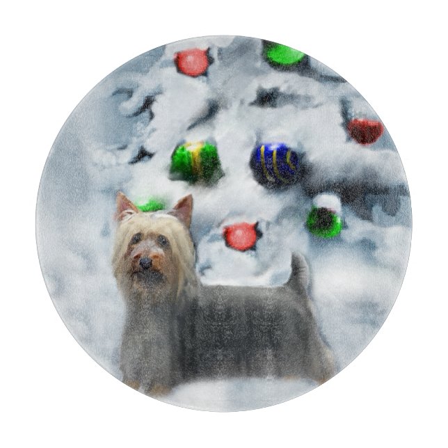 Silky Terrier Christmas Cutting Board (Front)