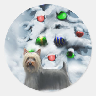 Silky Terrier Christmas Gifts Classic Round Sticker