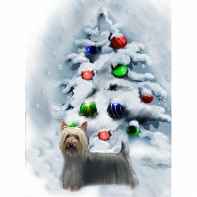 Silky Terrier Christmas Ornament Photo Sculpture Decoration (Front)