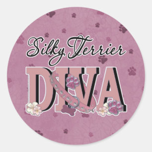 Silky Terrier DIVA Classic Round Sticker