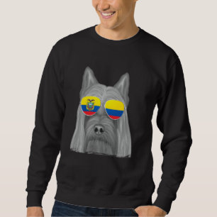 Silky Terrier Dog Ecuador Flag Sunglasses Sweatshirt