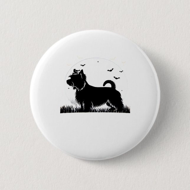 Silky Terrier Dog � Halloween Moon Silhouette Clas 6 Cm Round Badge (Front)