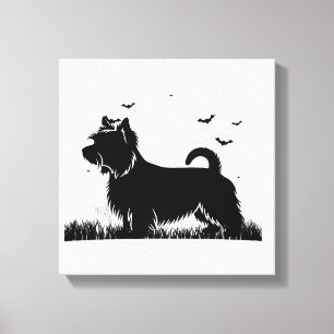 Silky Terrier Dog � Halloween Moon Silhouette Clas Canvas Print