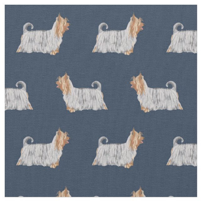 silky terrier dog navy blue fabric (Close Up)