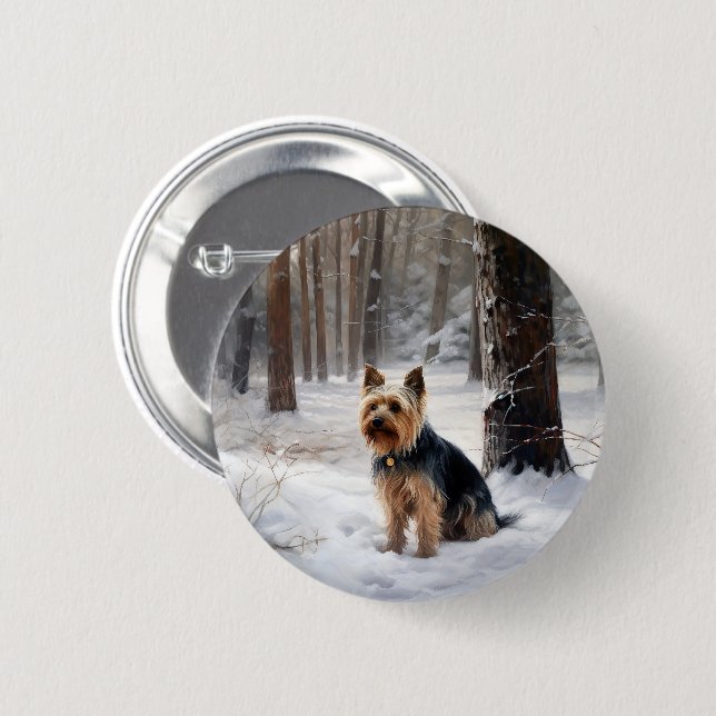 Silky Terrier Let It Snow Christmas  6 Cm Round Badge (Front & Back)