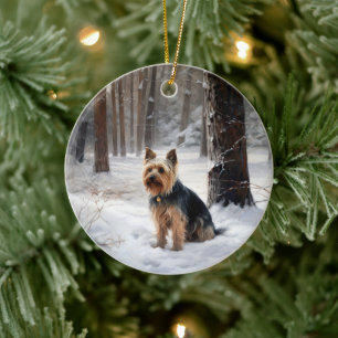 Silky Terrier Let It Snow Christmas  Ceramic Tree Decoration