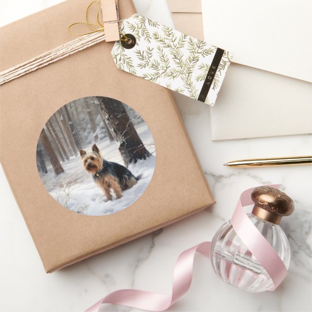 Silky Terrier Let It Snow Christmas  Classic Round Sticker (Gifting)
