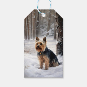Silky Terrier Let It Snow Christmas Gift Tags