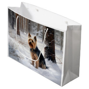 Silky Terrier Let It Snow Christmas Large Gift Bag