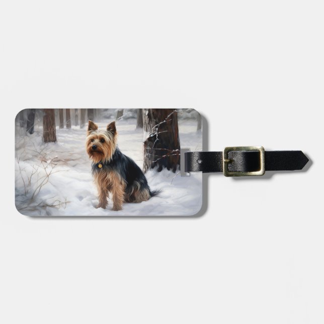 Silky Terrier Let It Snow Christmas  Luggage Tag (Front Horizontal)