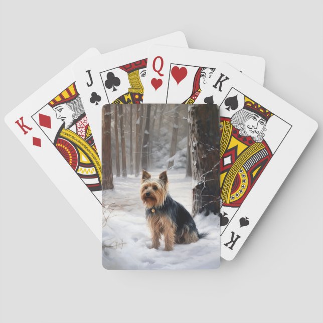 Silky Terrier Let It Snow Christmas  Playing Cards (Back)