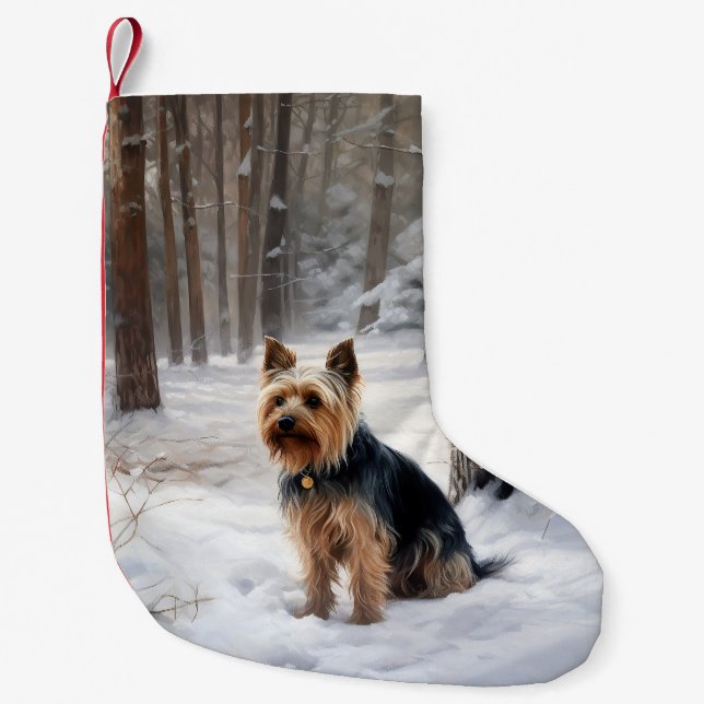 Silky Terrier Let It Snow Christmas  Small Christmas Stocking (Front)