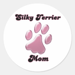 Silky Terrier Mum Pink Pawprint  - Sticker