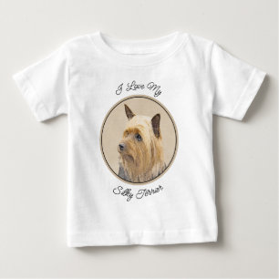 Silky Terrier Painting - Cute Original Dog Art Baby T-Shirt