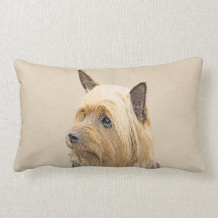 Silky Terrier Painting - Cute Original Dog Art Lumbar Cushion