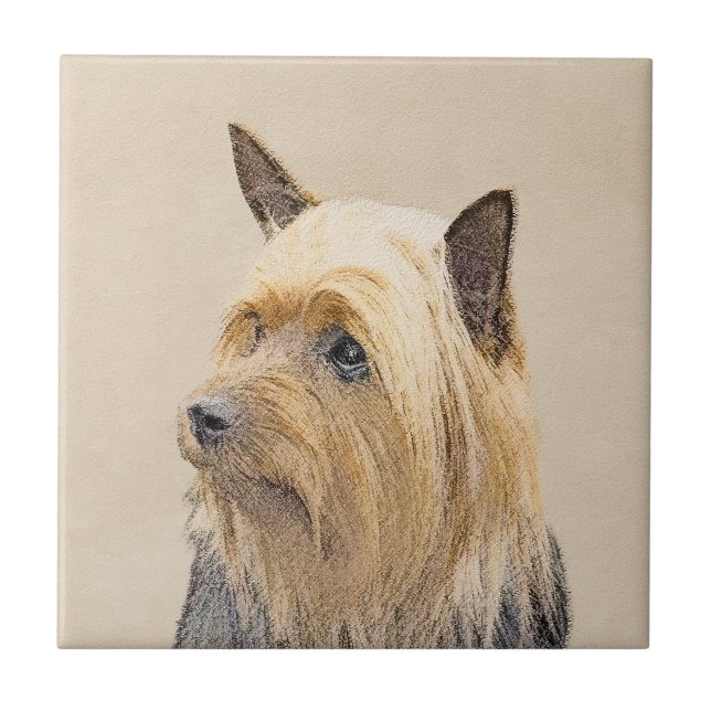 Silky Terrier Painting - Cute Original Dog Art Tile (Front)