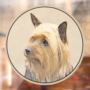 Silky Terrier Painting - Cute Original Dog Art Window Cling