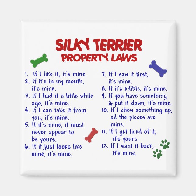 SILKY TERRIER Property Laws 2 Magnet (Front)
