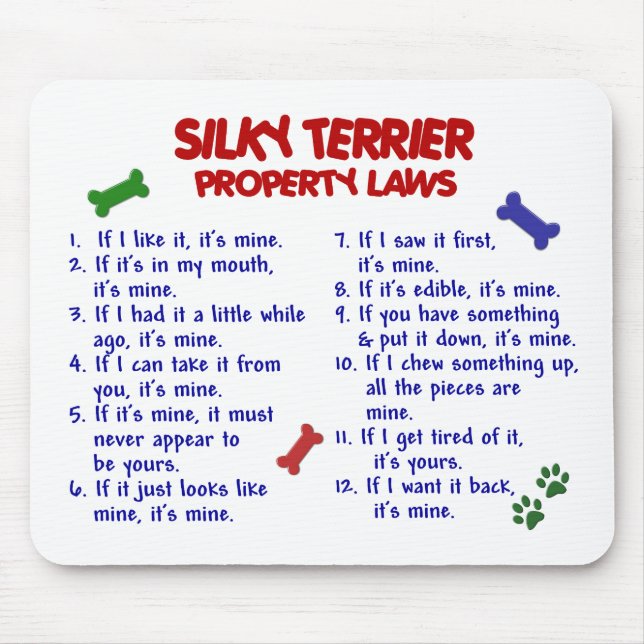 SILKY TERRIER Property Laws 2 Mouse Mat (Front)