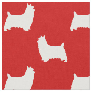 Silky Terrier Silhouettes Pattern Fabric