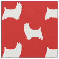 Silky Terrier Silhouettes Red and White Patterned