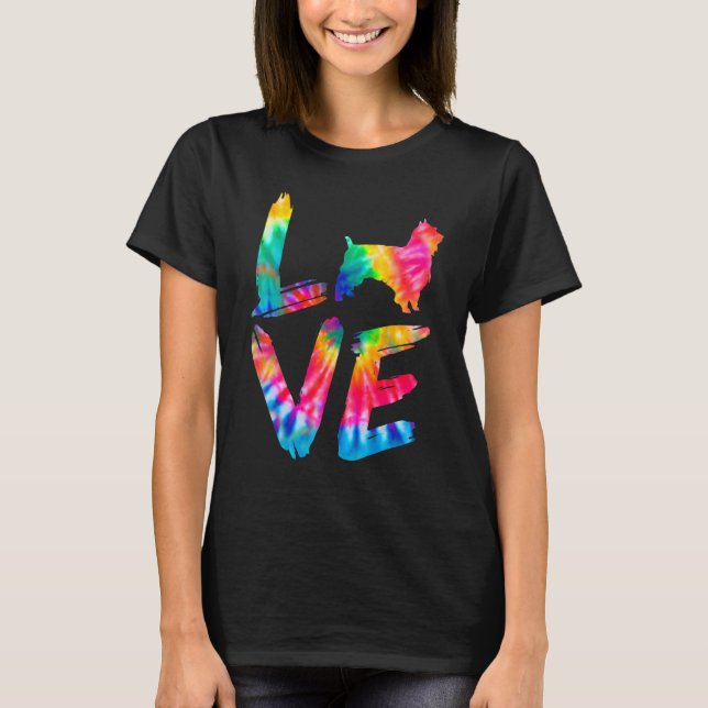 Silky Terrier Tie Dye Love Dog Mum Dad T-Shirt (Front)