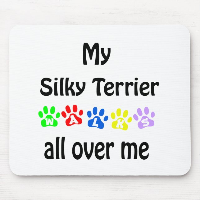 Silky Terrier Walks Design Mouse Mat (Front)