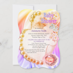 Silky Violet Pearl Baby Shower Invitation