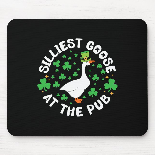 Silliest Goose At The Pub Funny Shamrock St Patric Mouse Mat (Front)