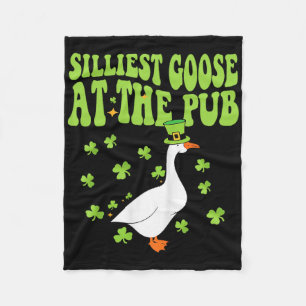 Silliest Goose At The Pub Shamrock St Patricks Day Fleece Blanket