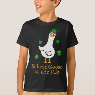 Silliest Goose At The Pub Whimsical Laughter Shamr T-Shirt