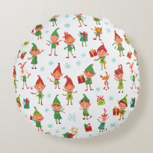 Silly AI Elves Round Cushion