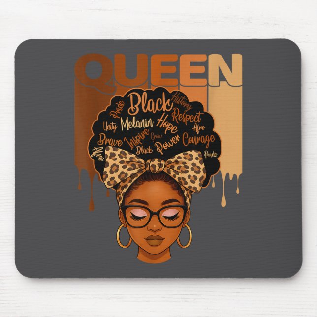 Silly American Melanin History Queen Black African Mouse Mat (Front)