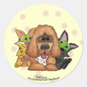 Silly and Tig with Sassie-Pet Adoption is LOVE Classic Round Sticker