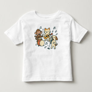 Silly Animal Band – Monkey Drums, Cat Guitar & Dog Toddler T-Shirt