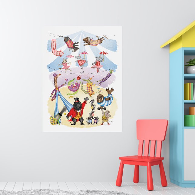 Silly animal circus art print poster (Nursery 1)