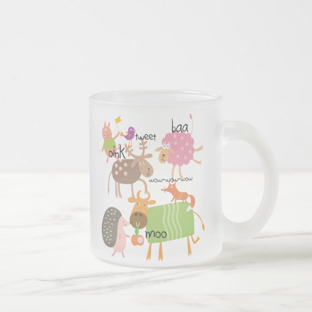 Silly Animals Frosted Glass Coffee Mug (Right)