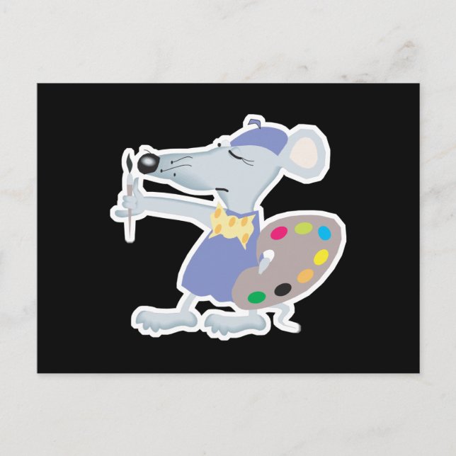 silly artist mouse postcard (Front)