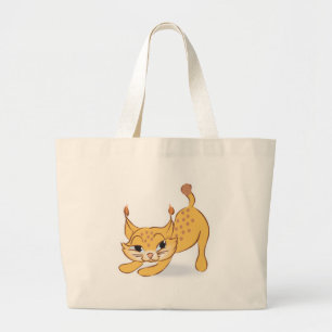silly baby lynx cartoon large tote bag