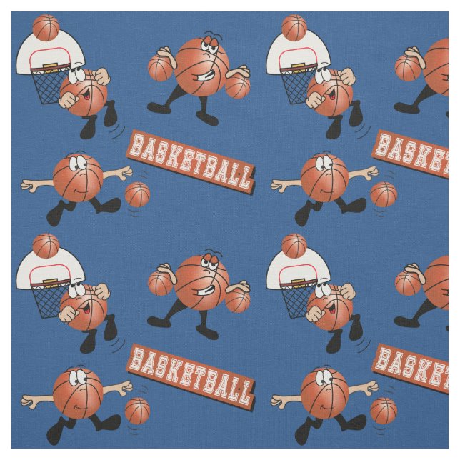 Silly Basketball Characters Fabric (Swatch)
