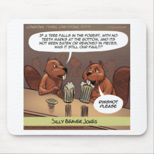 Silly Beaver Jokes Funny Cartoon Mouse Mat