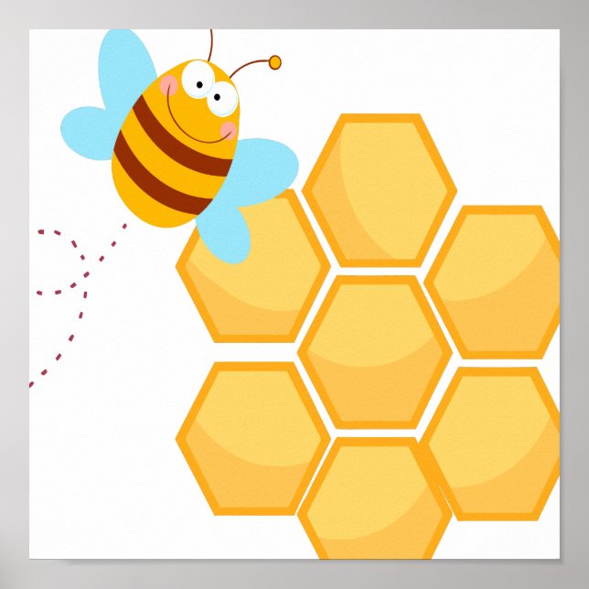 silly bee and beehive honey comb poster (Front)