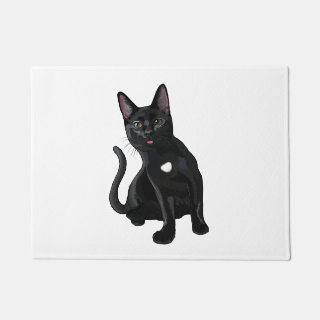 Silly Black Cat Blep Classic T-Shirt Doormat (Front)