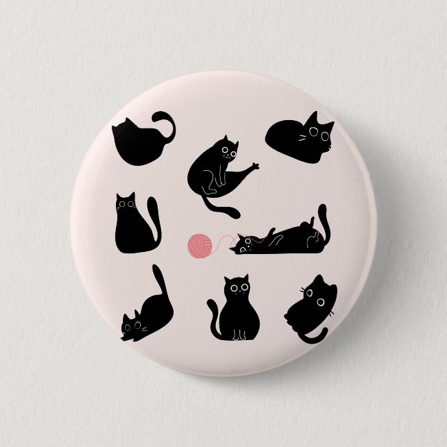 Silly Black Cats 6 Cm Round Badge (Front)