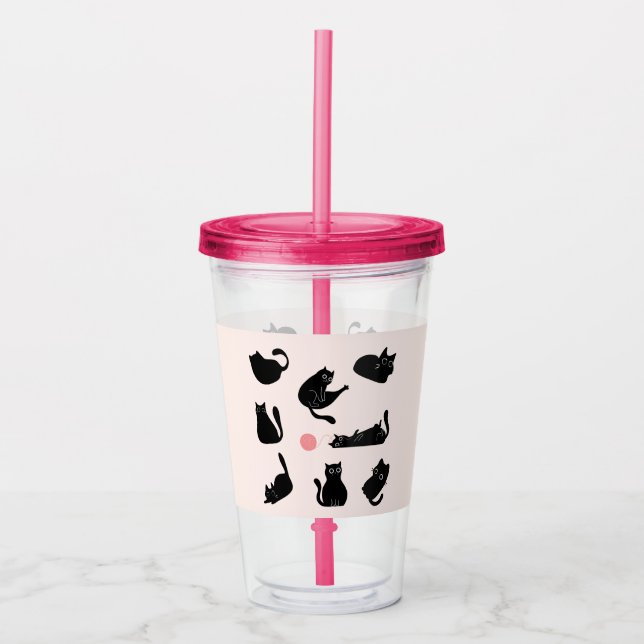 Silly Black Cats Acrylic Tumbler (Front)