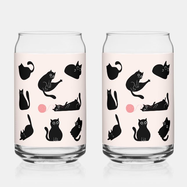  Silly Black Cats Can Glass (Front)