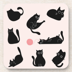 Silly Black Cats Coaster