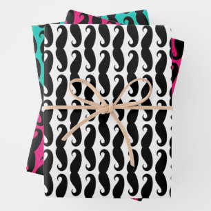 Silly black moustache pattern Wrapping Paper Sheet